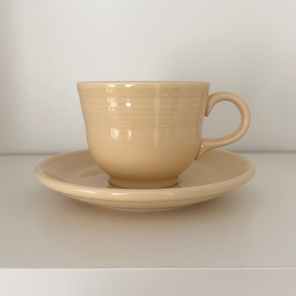 Fiesta Dishes FiestaWare Ivory Teacup Saucer Set - RETIRED Homer Laughlin Co